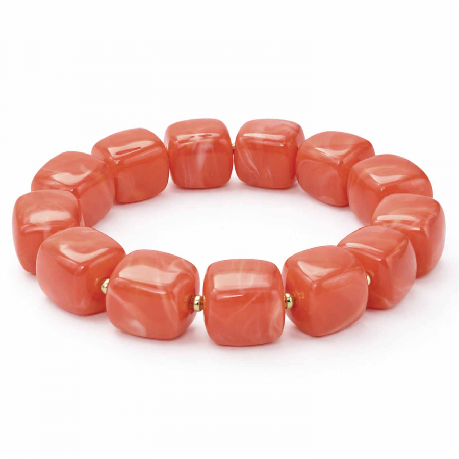 Armband Mora Flamingo – Elastisches Armband mit glänzenden Würfelperlen