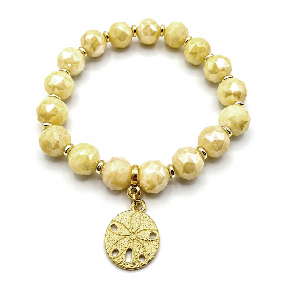 Armband Nadja Vanilla – Facettierte Glasperlen in Creme-Gold