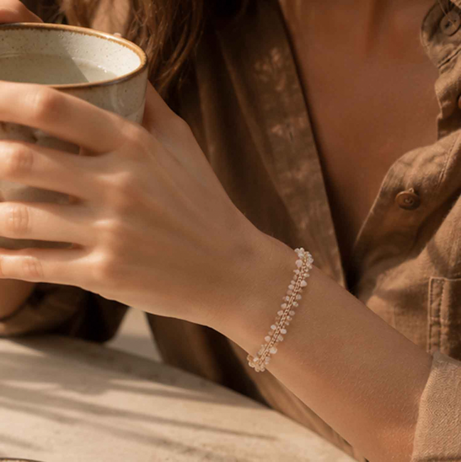Preview: Armband Mayari – Edelstahl mit roséfarbenen Glasperlen