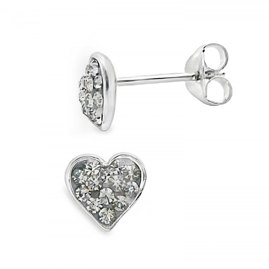 Preview: Ohrstecker „Little Heart“ Black Diamond – 925 Silber rhodiniert mit Preciosa Kristallen, 7 mm