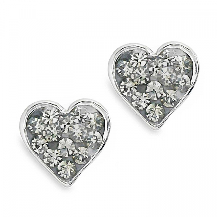 Ohrstecker „Little Heart“ Black Diamond – 925 Silber rhodiniert mit Preciosa Kristallen, 7 mm