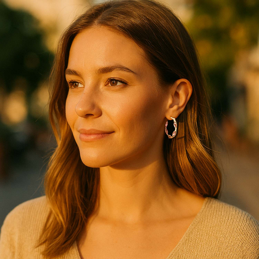 Preview: Bayam Creolen – 925 Silber rosévergoldet, Ø 30 mm