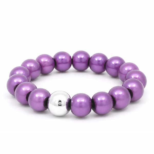 Wonder Ring Lilac – Schimmernder Perlenring mit versilberter Hämatitkugel