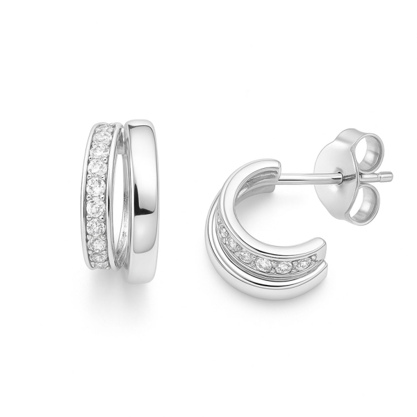 Creole Lia – 13 mm, 925 Silber mit Zirkonia