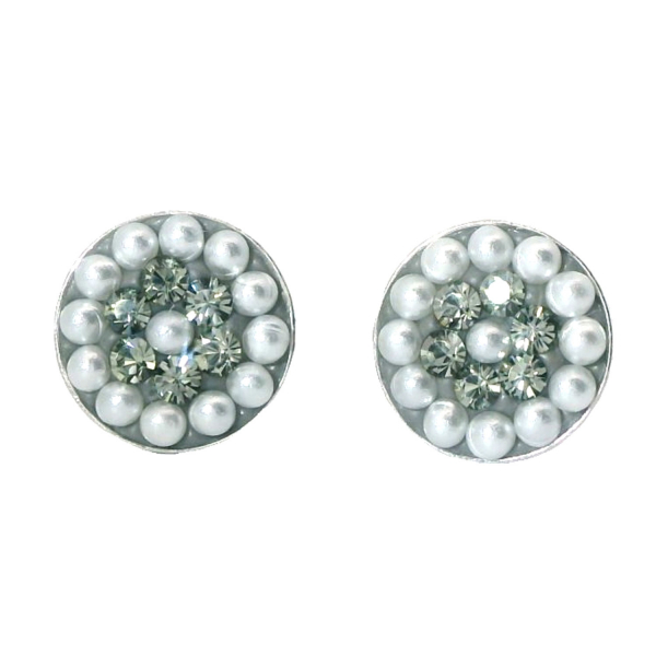 Ohrstecker Geli – Black Diamond Kristall & Perlen in Silber