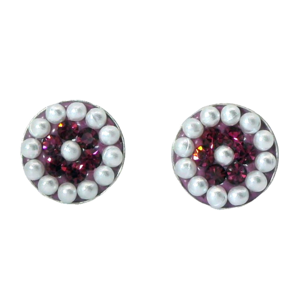 Ohrstecker Geli – Amethyst Kristall & Perlen in Silber