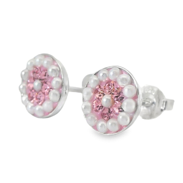 Ohrstecker Geli – Light Rose Kristall & Perlen in Silber