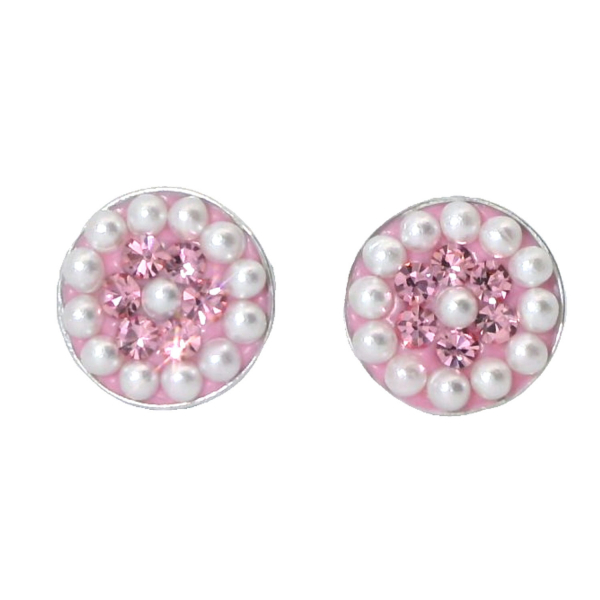 Ohrstecker Geli – Light Rose Kristall & Perlen in Silber
