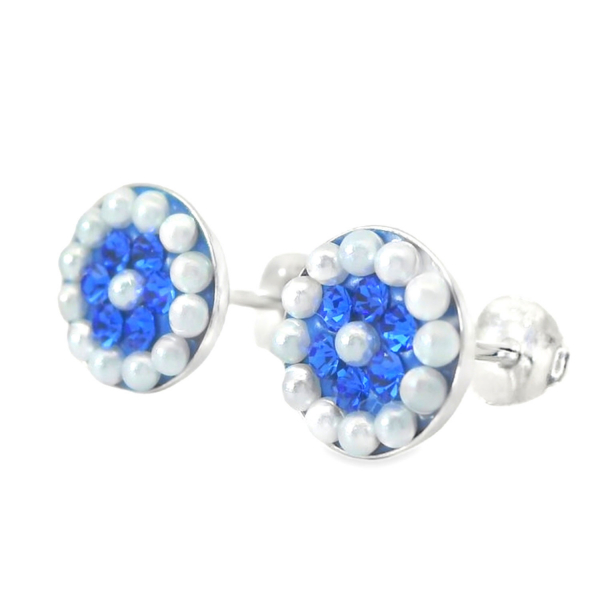 Ohrstecker Geli – Sapphire Kristall & Perlen in Silber