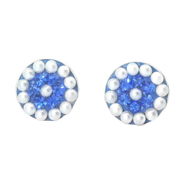 Ohrstecker Geli – Sapphire Kristall & Perlen in Silber