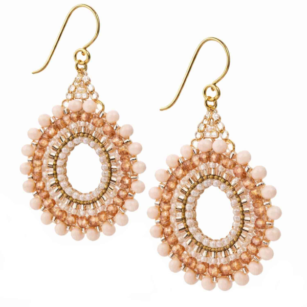 Boho Ohrhänger in Apricot & Rosé mit goldenen Details