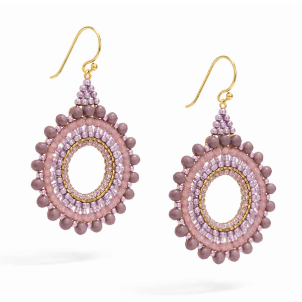 Boho Ohrhänger in Rosé & Mauve mit goldenen Akzenten