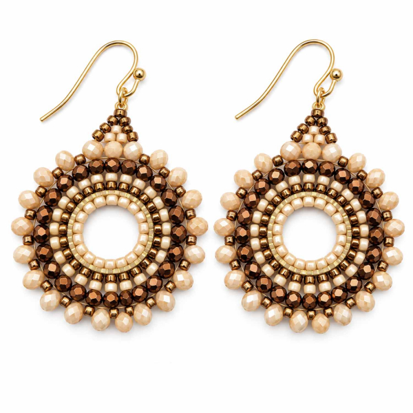 Ohrhänger Leyla – Creme-Bronze – handgefertigte Glasperlen