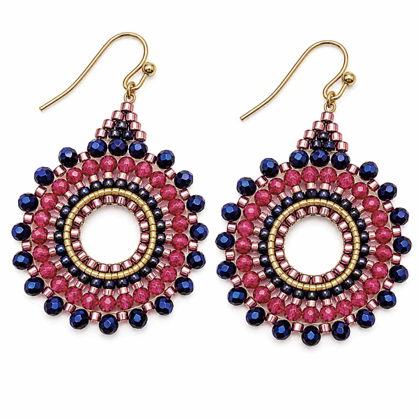 Boho-Ohrhänger Leyla – Pink & Dunkelblau