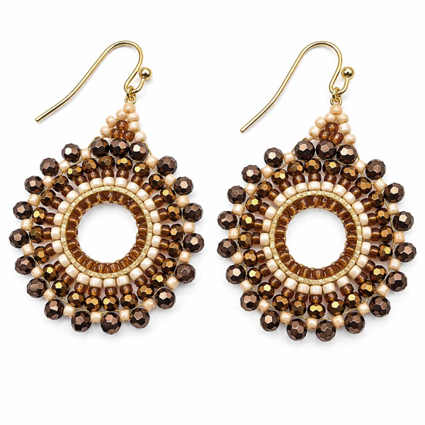Boho-Ohrhänger Leyla – Braun, Bronze & Creme
