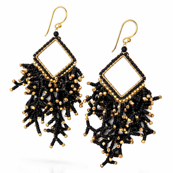 Ohrringe Catalina Schwarz-Gold – Handgefertigte Statement-Ohrringe