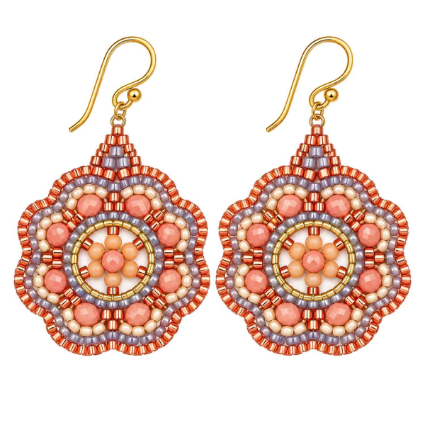 Boho Ohrhänger Bambina – Koralle Apricot Blaugrau Gold