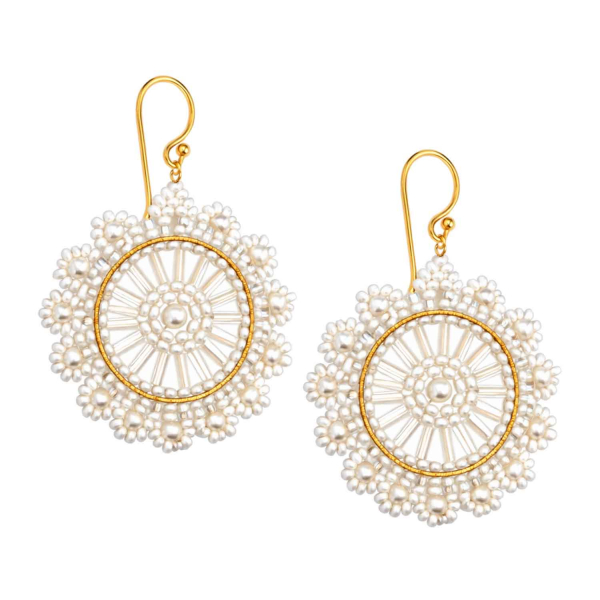 Ohrhänger Ester – Edle Statement-Ohrringe in Perlweiß & Gold