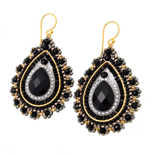 Ohrhänger Rosina – Elegante Statement-Ohrringe in Schwarz & Gold