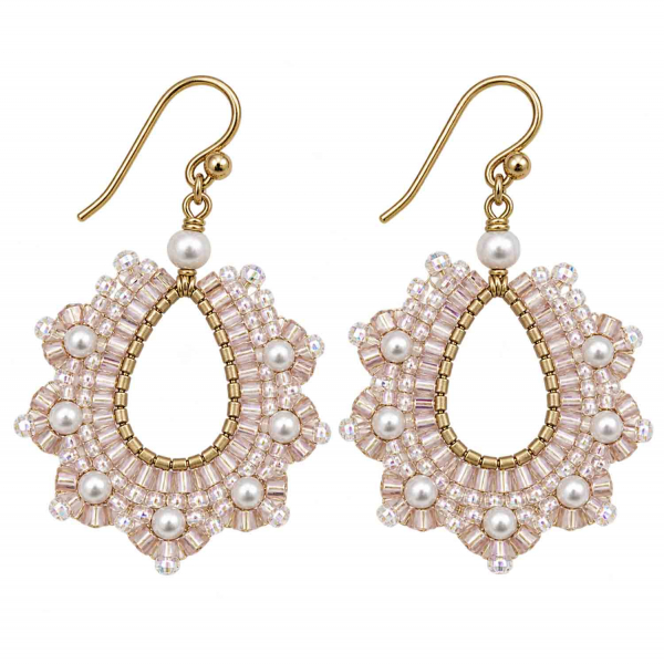 Boho Ohrhänger Vivana – Rosé-Crystal mit Perlen