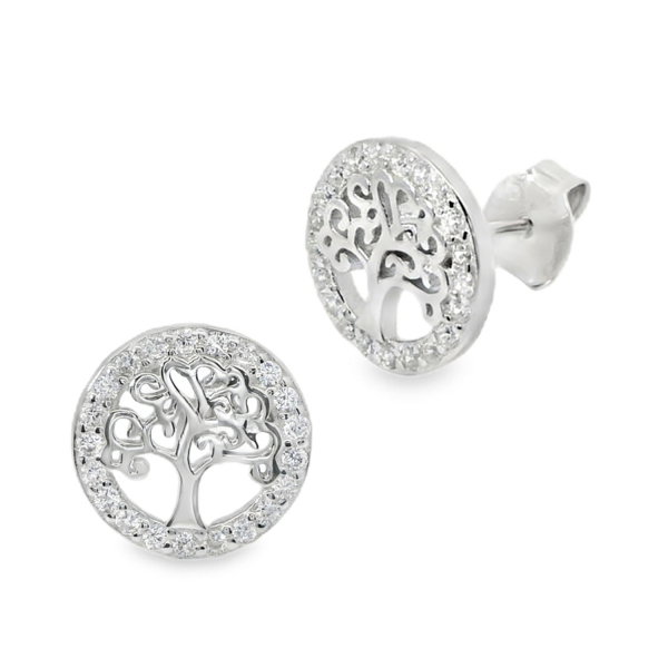 Mirabel Ohrstecker – Lebensbaum Ohrringe aus 925 Silber mit Zirkonia