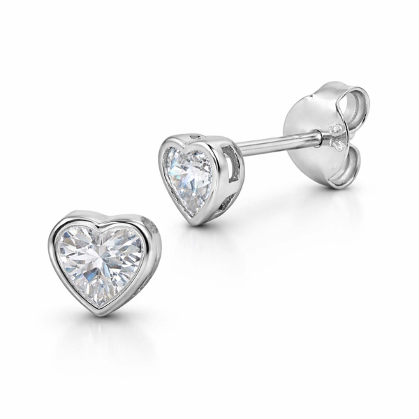 Herz Ohrstecker Nika– Zirkonia Ohrringe aus 925 Silber