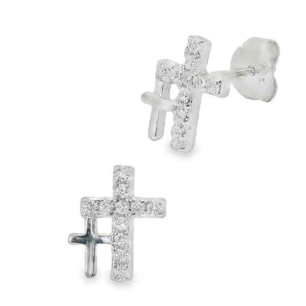 Ohrstecker Santini aus 925 Silber – Funkelnde Kreuzform mit Zirkonia