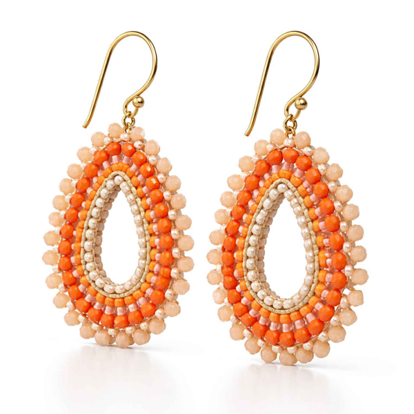 Ohrhänger Arisa – Boho Tropfen Ohrringe in Orange mit Glasperlen