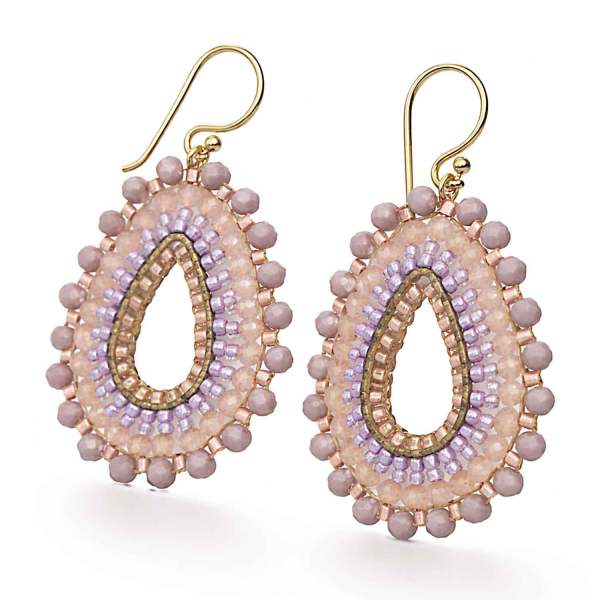 Ohrhänger Arisa – Boho Tropfen Ohrringe in Rosé mit Lavendel