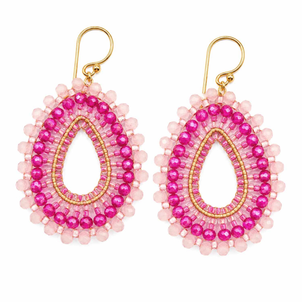 Ohrhänger Arisa Pink – Handgefertigte Boho-Ohrringe mit Glasperlen