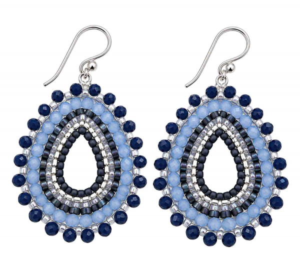Boho Ohrhänger Arisa – Hellblau-Dunkelblau mit Edelstahl