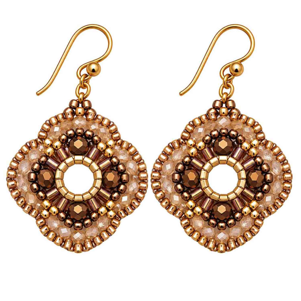 Boho Ohrhänger Sarinee – Beige-Braun mit vergoldetem Edelstahl