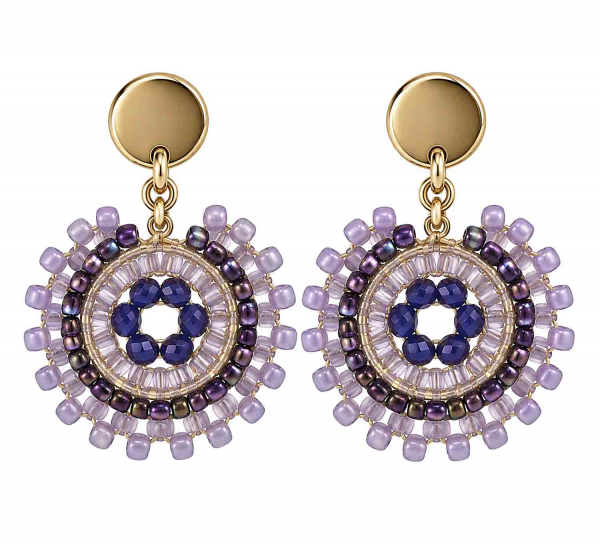 Boho Ohrhänger Nubia – Lila-Violett mit vergoldetem Edelstahl