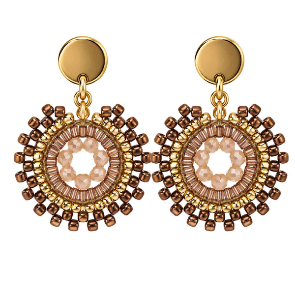 Boho Ohrhänger Nubia – Bronze, Gold & Champagner