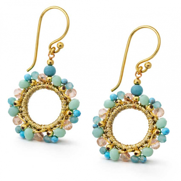 Ohrhänger Bindhi Lagoon – Boho Perlen Ohrringe Türkis & Mint