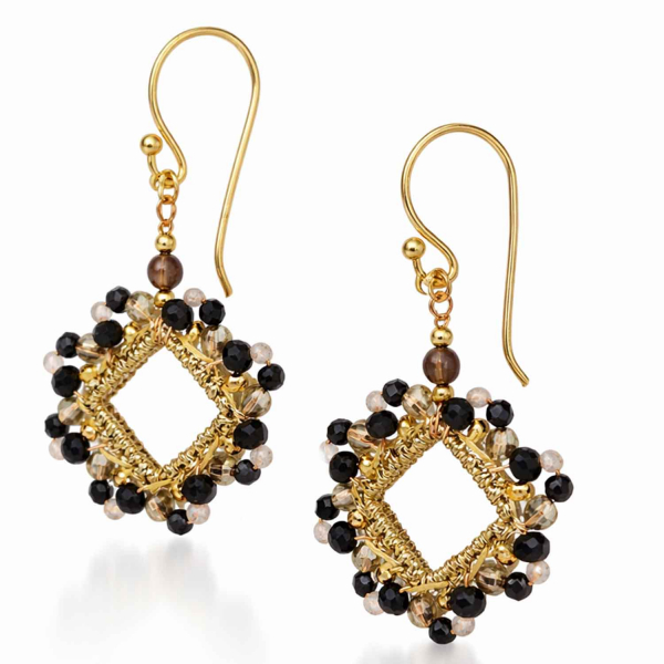 Ohrhänger Ghana Noir – Boho Perlen Ohrringe in Schwarz & Gold