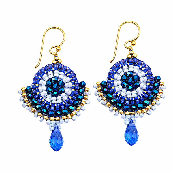 Ohrhänger Sirinda Blau – Handmade Boho Ohrringe mit Glasperlen und Edelstahl