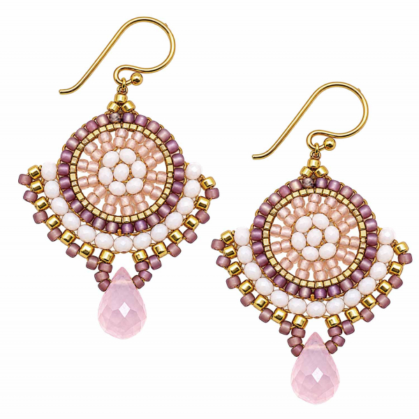 Boho-Ohrhänger Sirinda – Rosé, Mauve & Gold