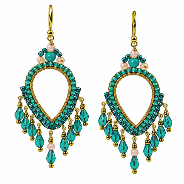 Boho Ohrhänger Jakarta – Türkis & Gold