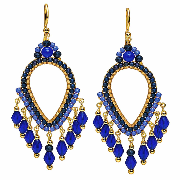 Boho Ohrhänger Jakarta – Blau & Gold