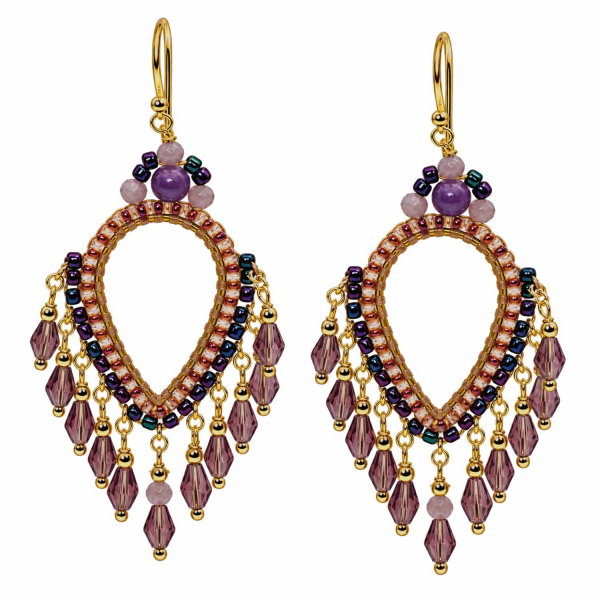 Boho Ohrhänger Jakarta – Lila, Mauve & Gold