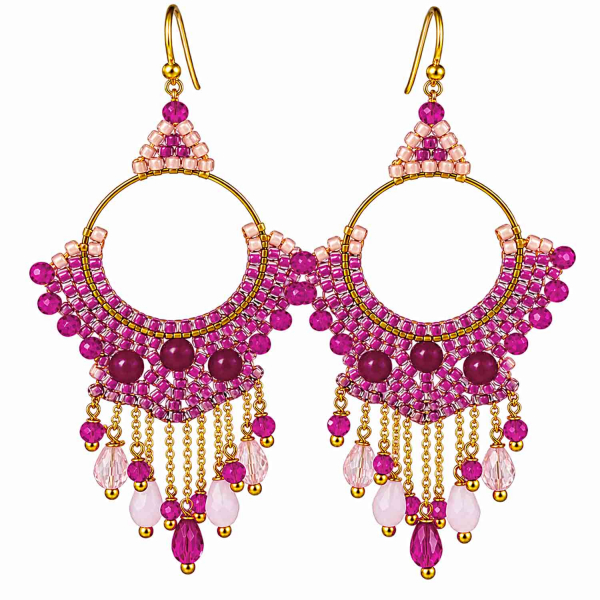 Boho Ohrhänger Sansibar – Pink & Rosa – 925 Silber vergoldet