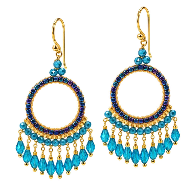 Ohrhänger Haiti – Boho Ohrringe Türkis & Gold