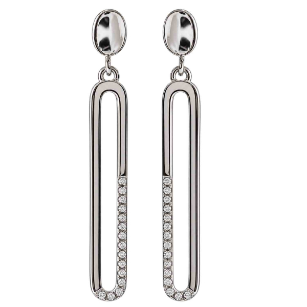 Vivi – Ohrringe aus 925 Silber rhodiniert mit Zirkonia, 36 × 5 mm
