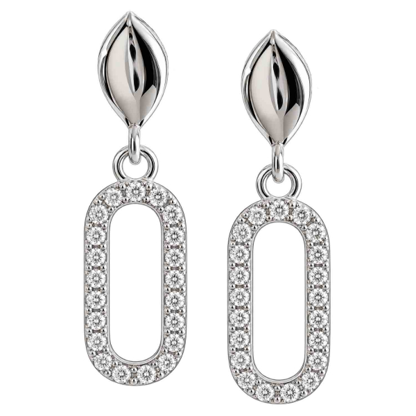 Mimi – Ohrringe aus 925 Silber rhodiniert mit Zirkonia, 23 × 6 mm