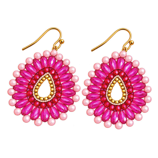 Ohrhänger Patil – Boho-Tropfen in Pink und Rosa