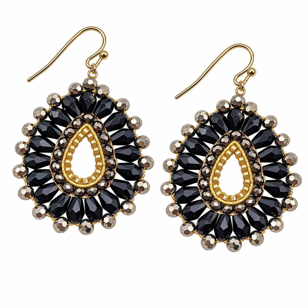 Ohrhänger Patil – Boho-Tropfen in Schwarz und Bronze