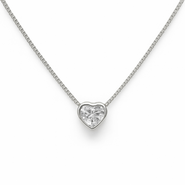 Kette „Querida“ – 925 Silber rhodiniert mit 7,5 mm Herzanhänger