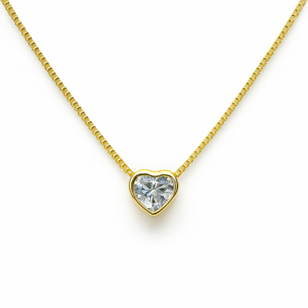 Kette „Querida“ – 925 Silber vergoldet mit 7,5 mm Herzanhänger