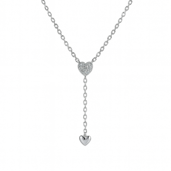 Y-Kette „Arabella“ aus 925 Silber rhodiniert – Herz & Zirkonia